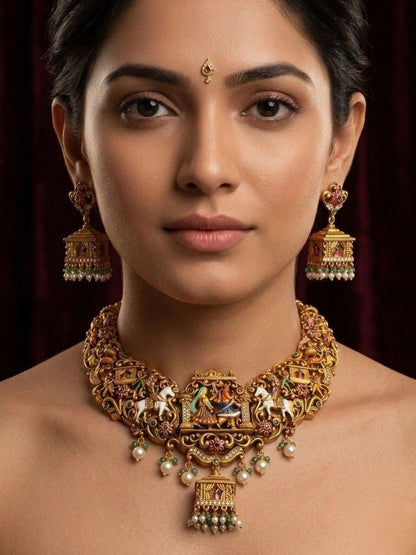 Ishhaara Traditional 3D Enamel Necklace