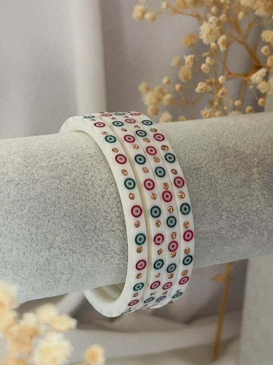 Ishhaara Traditional Bridal Choora Dot Bangles With Gold Stones