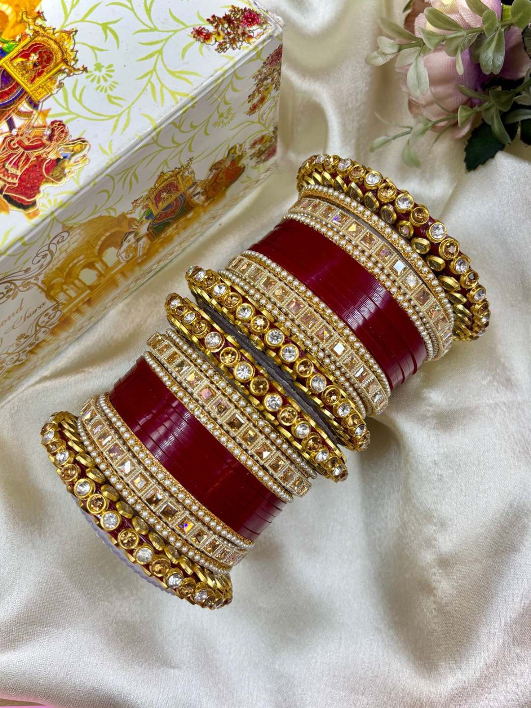 Ishhaara Traditional Cherry Red Punjabi Chooda