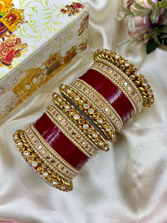 Ishhaara Traditional Cherry Red Punjabi Chooda