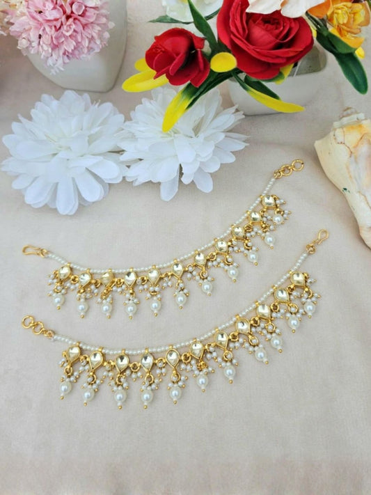 Ishhaara Traditional Crescent Pearl Ear Chain
