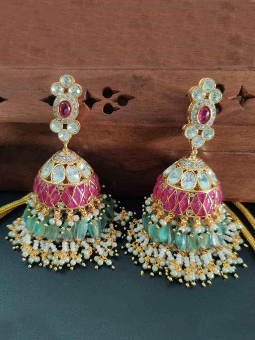 Ishhaara Traditional Crystal Pearl Choker Set With Earring