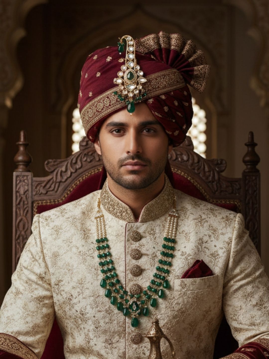 Ishhaara Traditional Emerald Stone Studded Kalangi