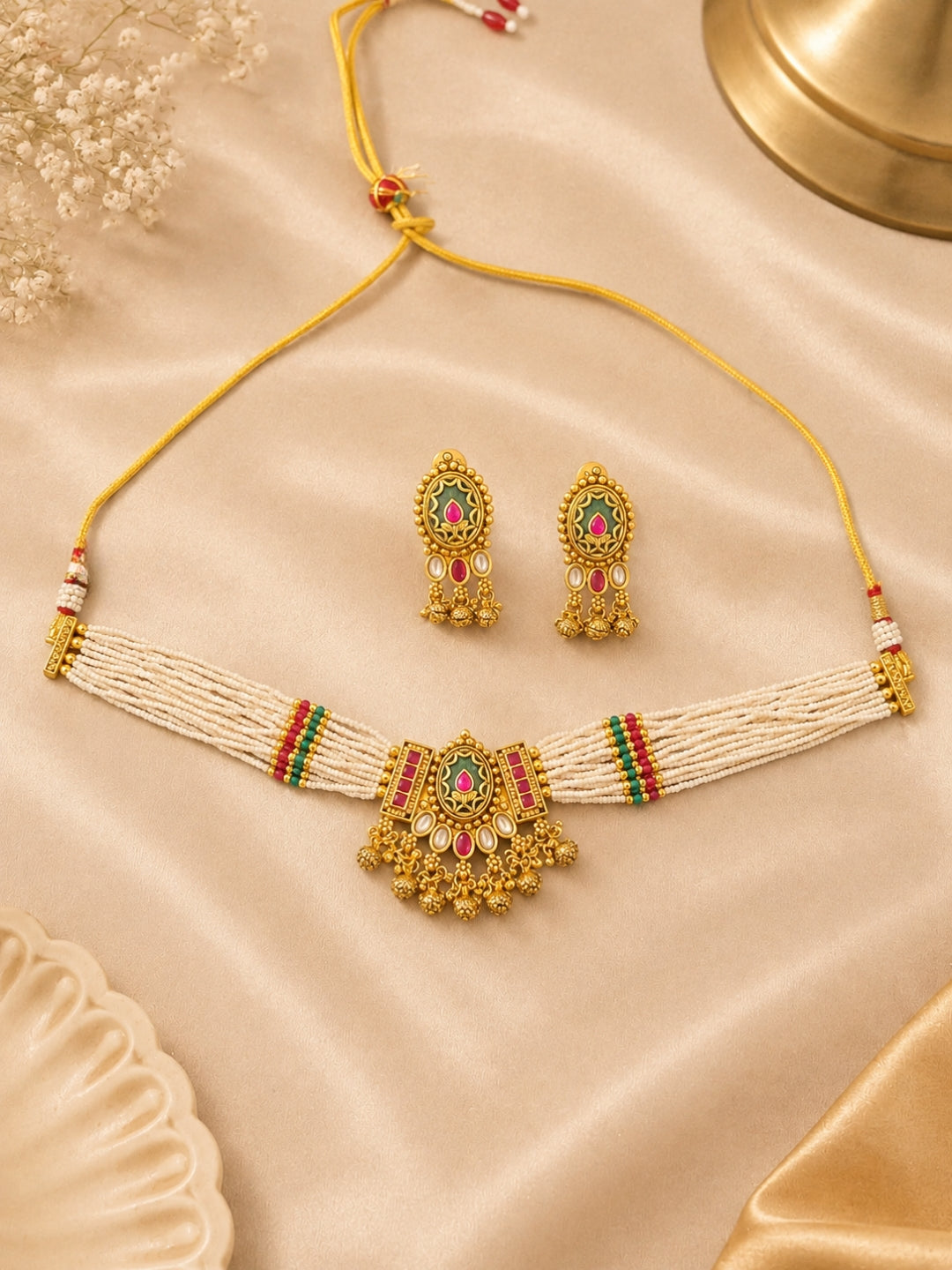 Ishhaara Traditional Gold Beaded Jewellery Set