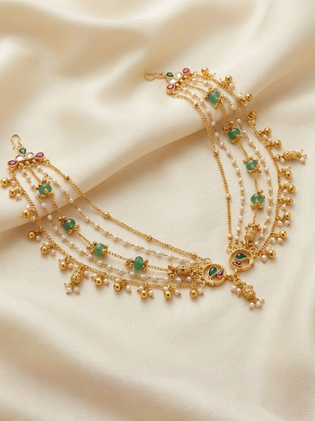 Ishhaara Traditional Gold Plated Bridal Ear Chain