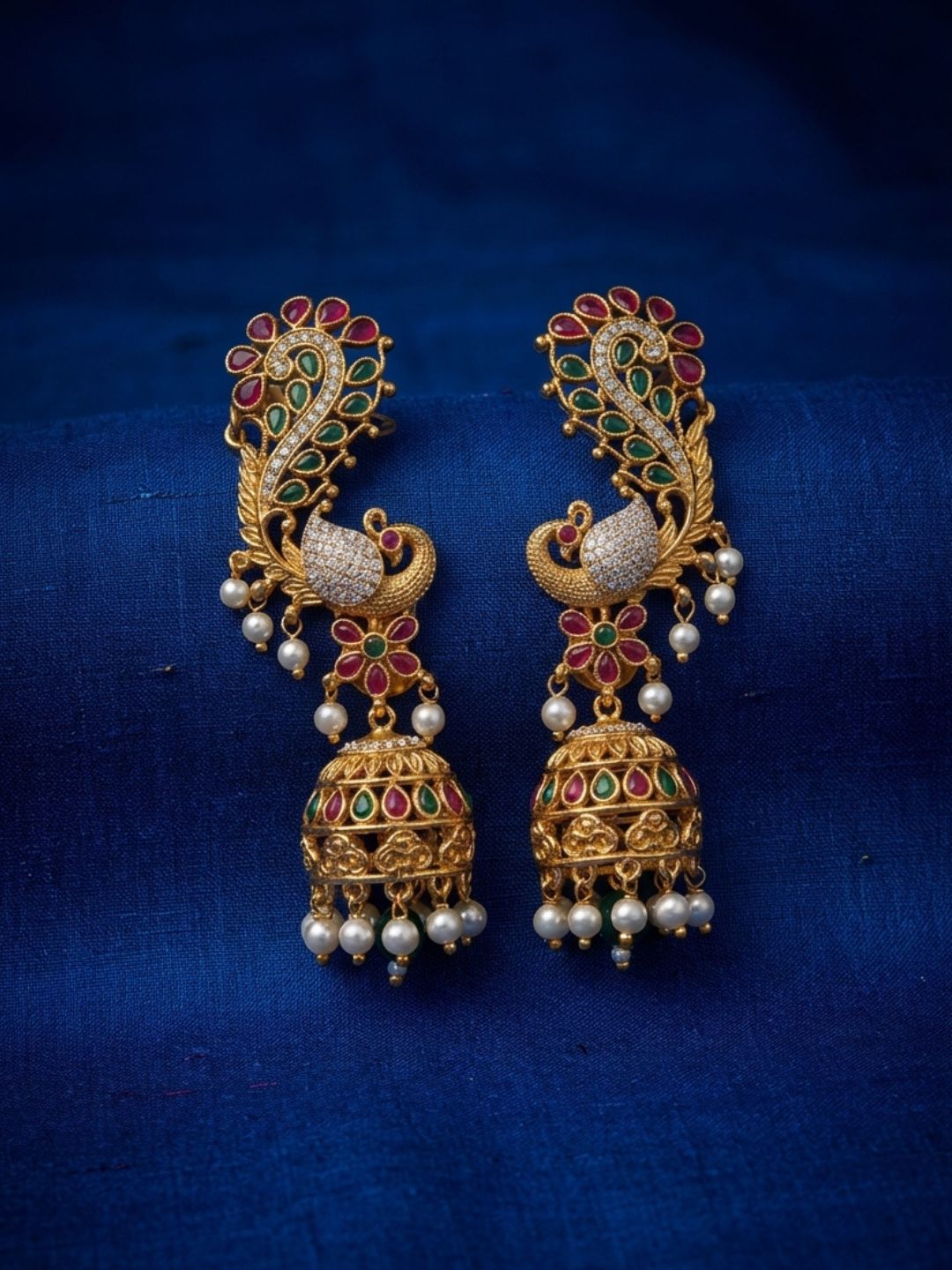 Ishhaara Traditional Gold Plated Peacock Jhumka Earcuffs