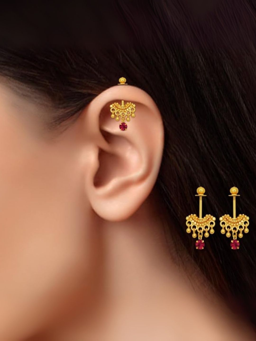 Ishhaara Traditional Golden Bugadi Earrings