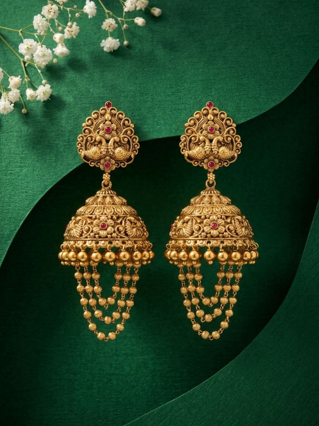 Ishhaara Traditional Grape Bunch Jhumkas