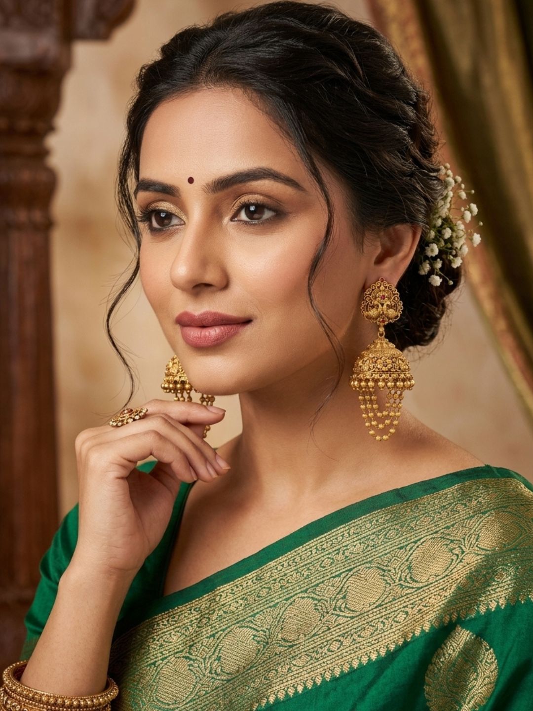 Ishhaara Traditional Grape Bunch Jhumkas