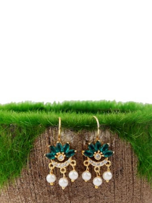 Ishhaara Traditional Green Colored Bugdi Earrings