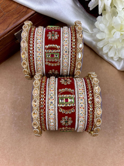 Ishhaara Traditional Indian Red Gold Blouse - a woman wearing a red and gold embroidered blouse - view 8