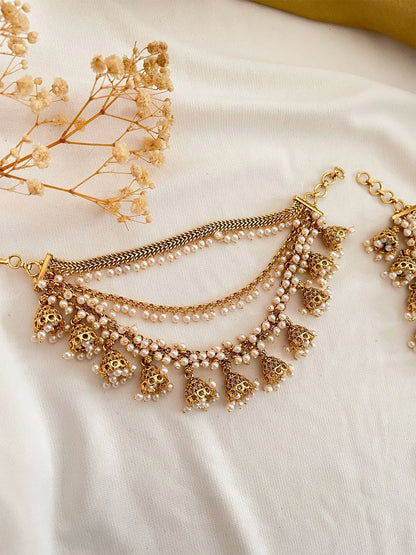 Ishhaara Traditional Jhumka Studded Kaan Chain