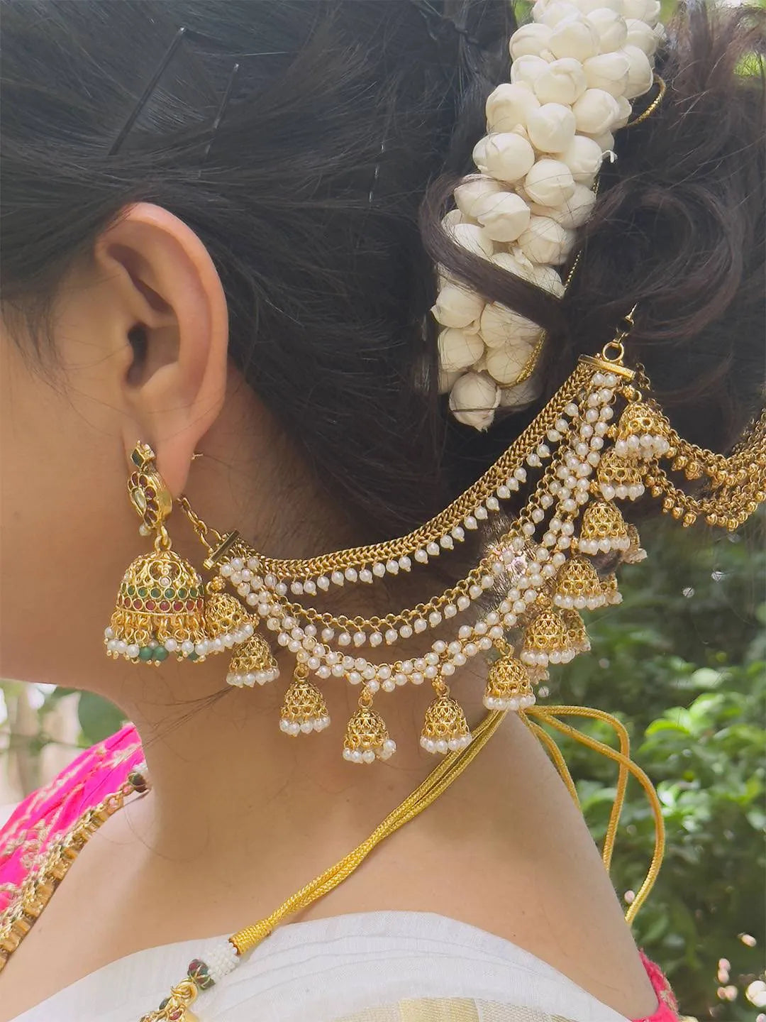 Ishhaara Traditional Jhumka Studded Kaan Chain