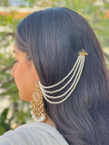 Ishhaara Traditional Kundan Earrings With Earchain And Teeka