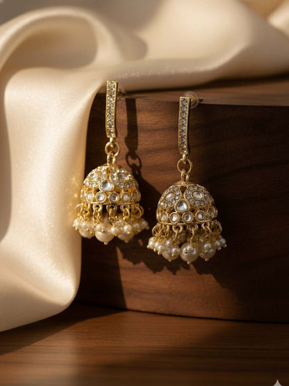 Ishhaara Traditional Kundan Studded Jhumkas