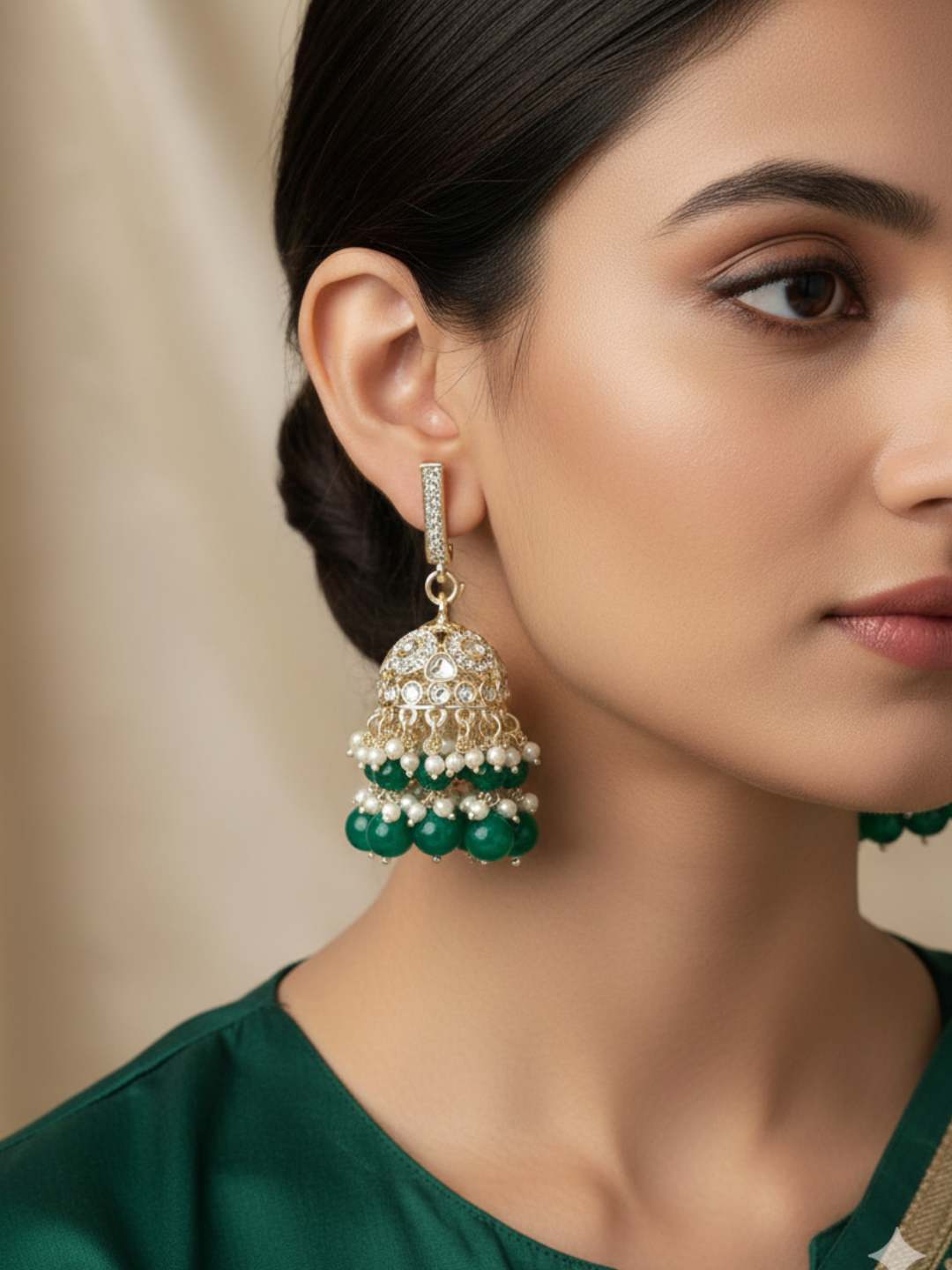 Ishhaara Traditional Kundan Studded Jhumkas