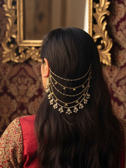 Ishhaara Traditional Maharani Pearl Studded Ear Chain