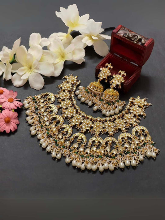Ishhaara Traditional Moon Shaped Heavy Bridal Choker