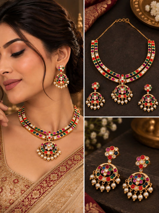 Ishhaara Traditional Multicolor Attigai Necklace