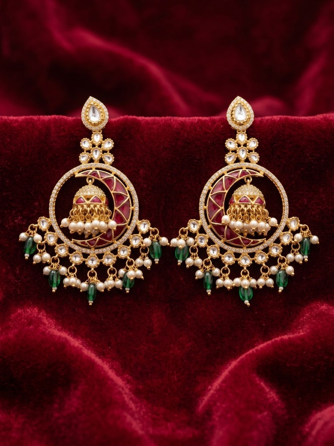Ishhaara Traditional Multicolored Chandbali Earrings