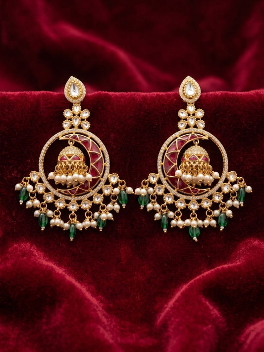 Ishhaara Traditional Multicolored Chandbali Earrings