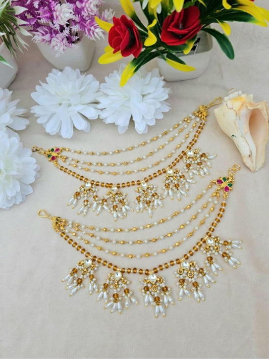 Ishhaara Traditional Multilayer Pearl Ear Chain