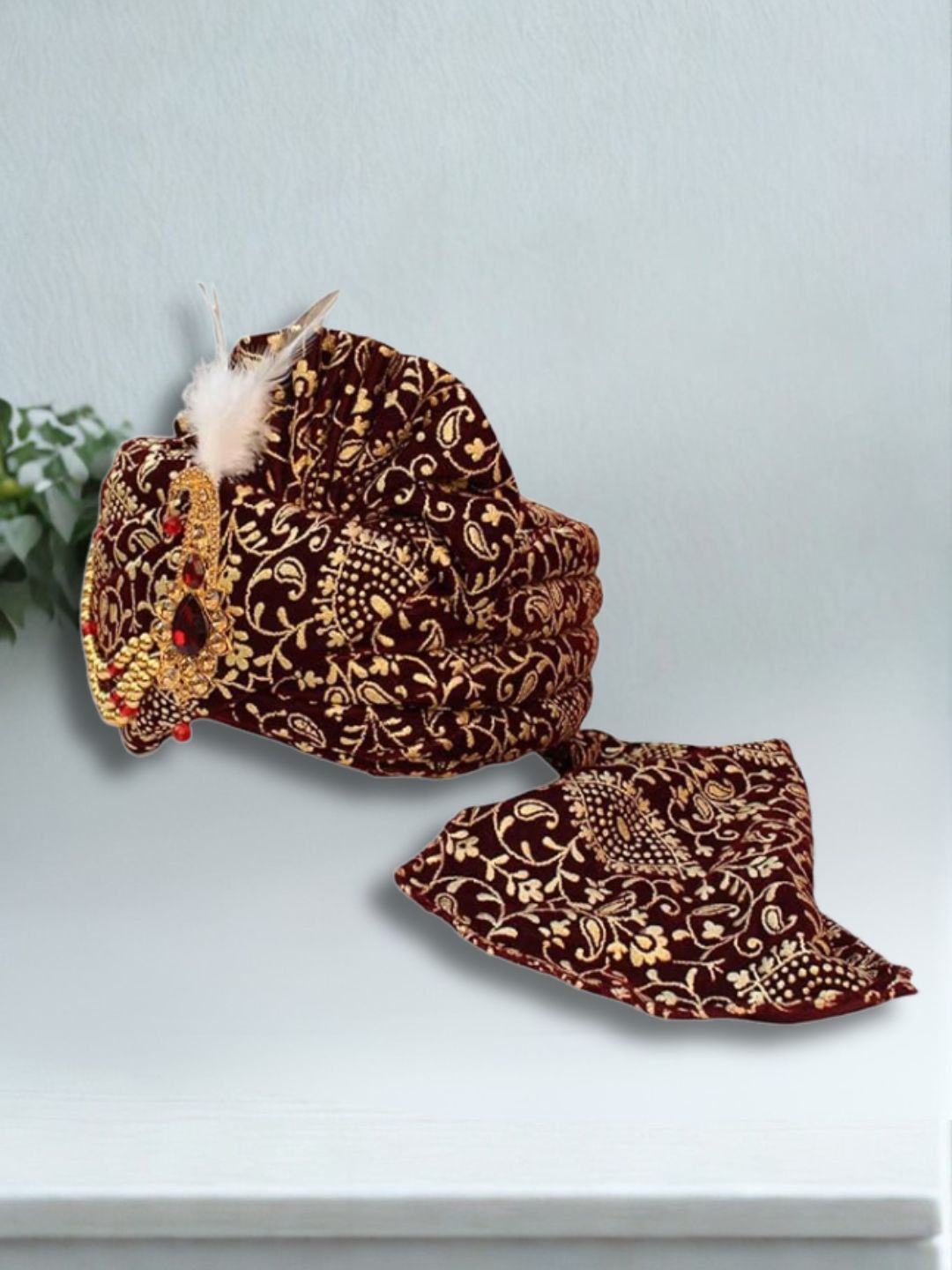 Ishhaara Traditional Printed Groom Safa Stole Set
