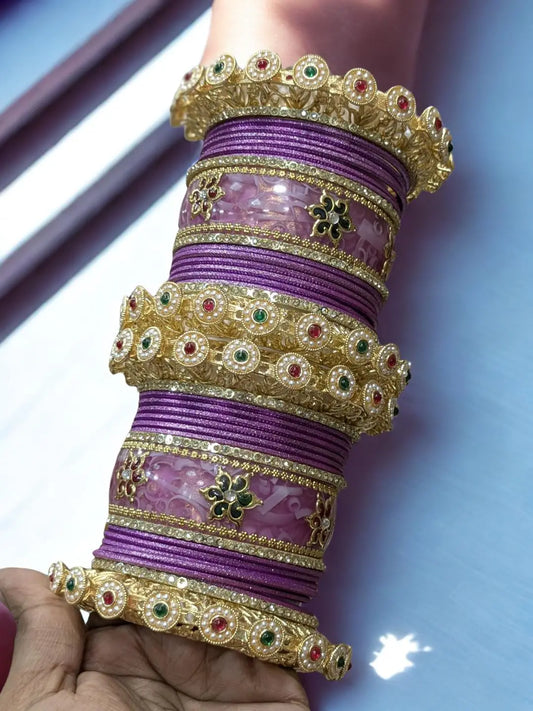 Ishhaara Traditional Purple Colored Chooda Bangles
