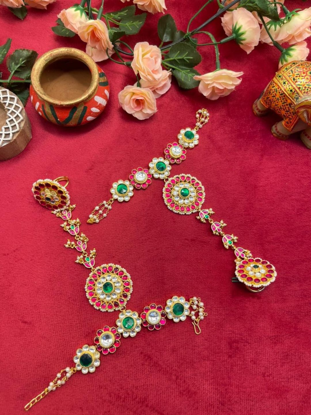 Ishhaara Traditional Rajasthani Paachi Kundan Hathphool