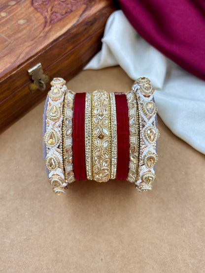 Ishhaara Traditional Red Gold Bangles Set
