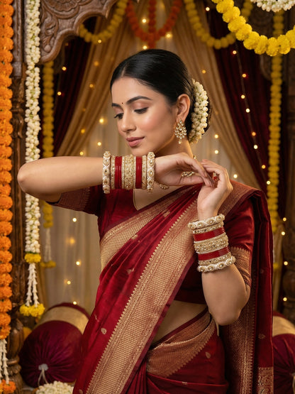 Ishhaara Traditional Red Gold Bangles Set - view 2