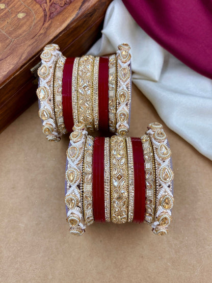 Ishhaara Traditional Red Gold Bangles Set - view 3
