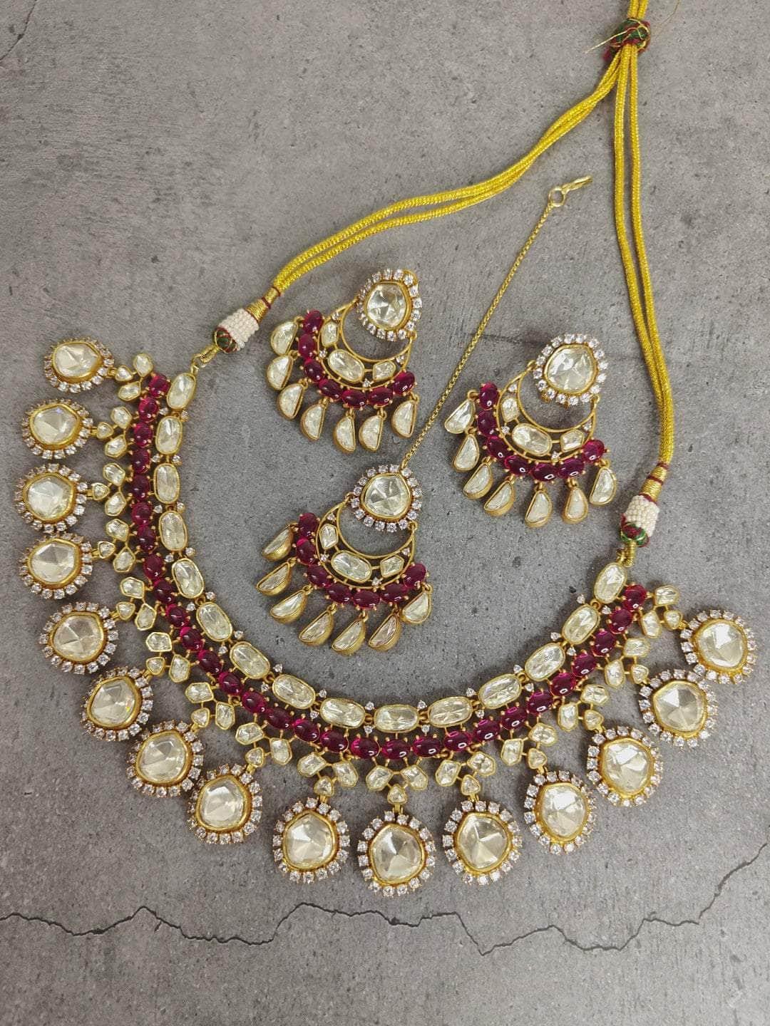 Ishhaara Traditional Red Kundan Necklace Set