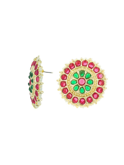 Ishhaara Traditional Stud Earring Red