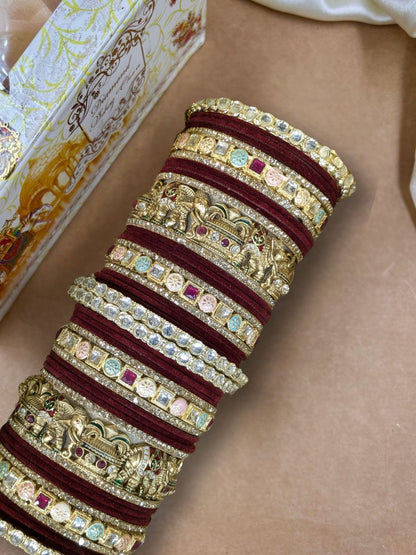 Ishhaara Traditional Velvet Bangles Studded Bridal Chooda