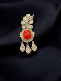 Ishhaara Trendy Coral Stone Studded Brooch