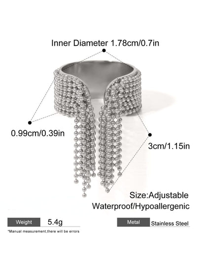 Ishhaara Trendy Metal Beads Chain Tassel Adjustable Ring