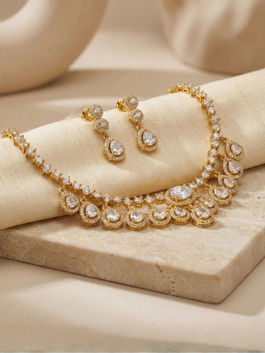 Ishhaara Trendy Moissanite Polki Necklace Set