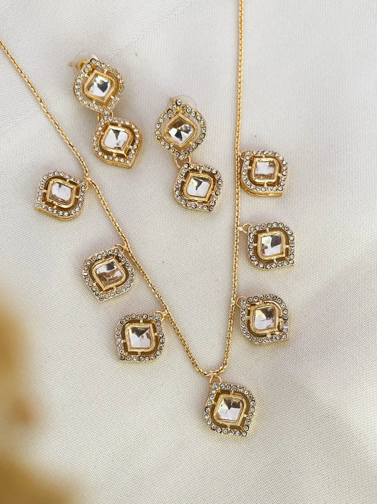 Ishhaara Triangle Shaped Kundan Studded Minimal Necklace