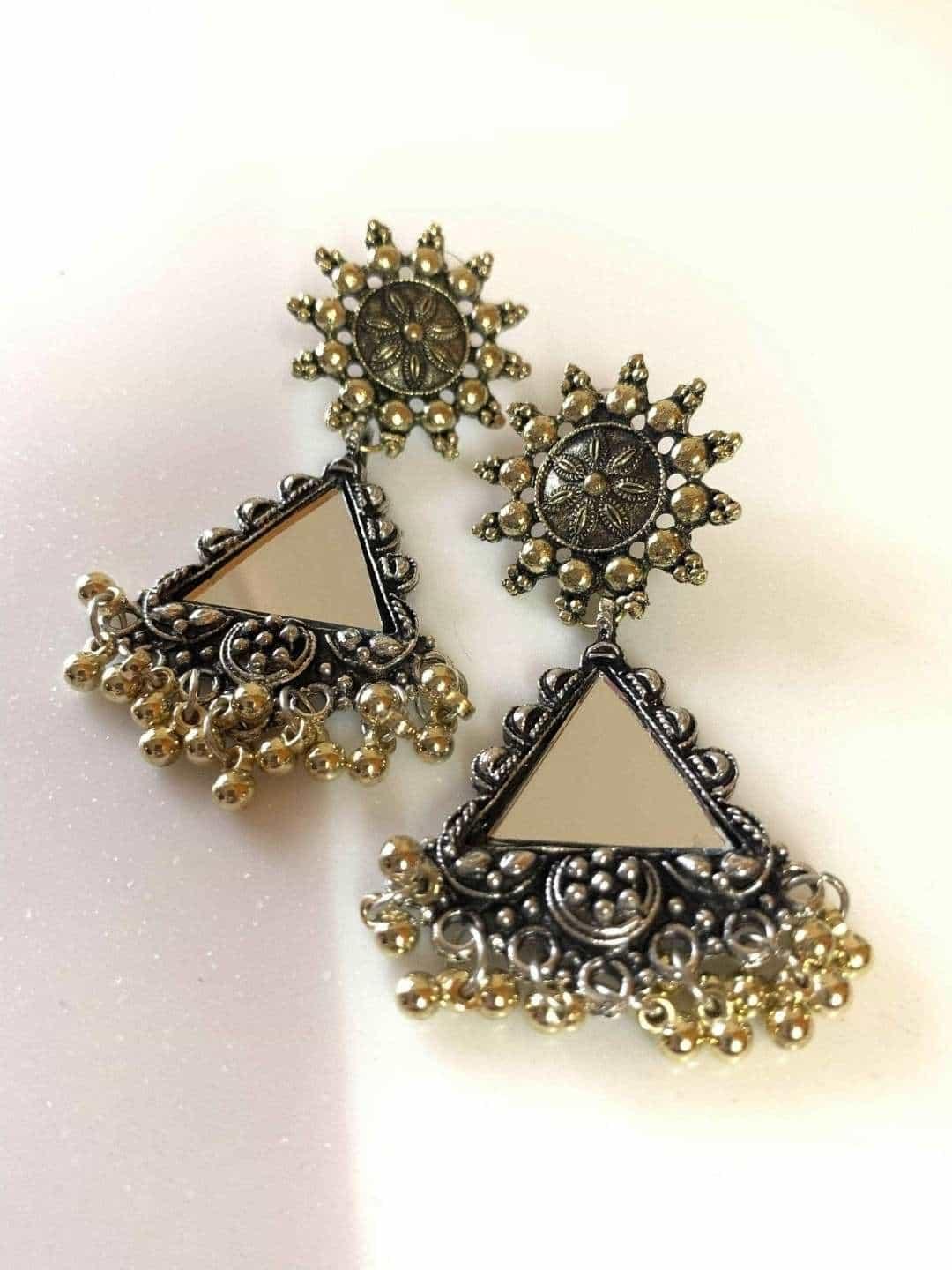 Ishhaara Triangular Mirror Earring