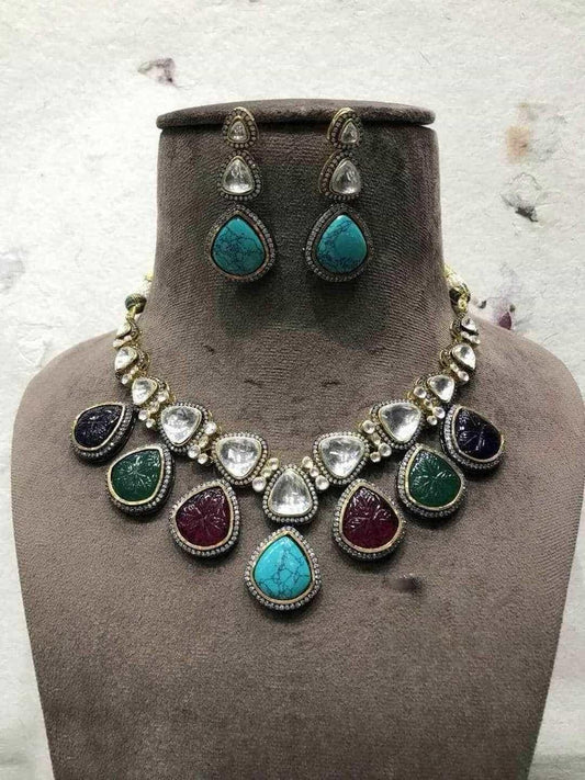 Ishhaara Triangular Polki Kundan Necklace