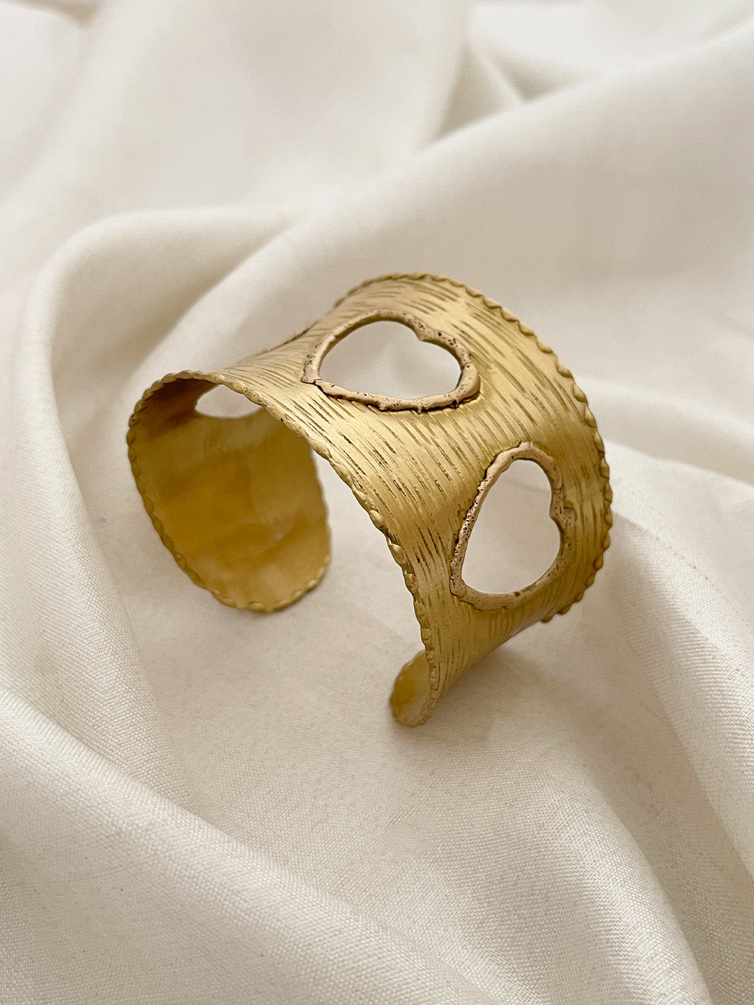 Ishhaara Trinity Heart Brass Cuff Bracelet