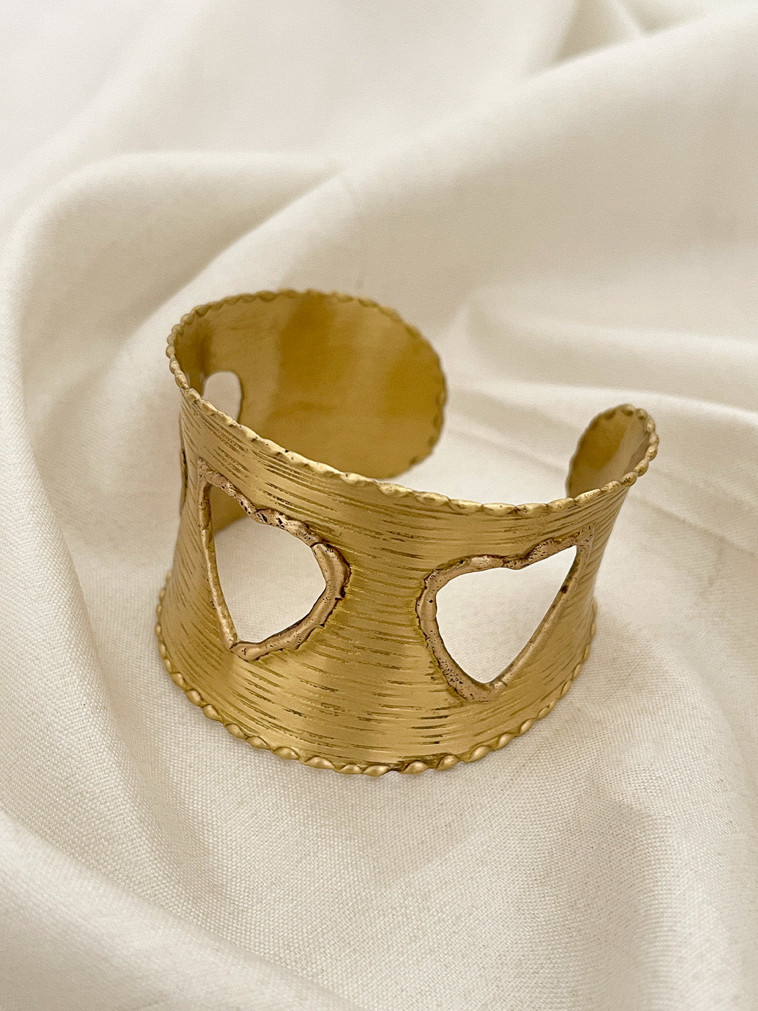 Ishhaara Trinity Heart Brass Cuff Bracelet