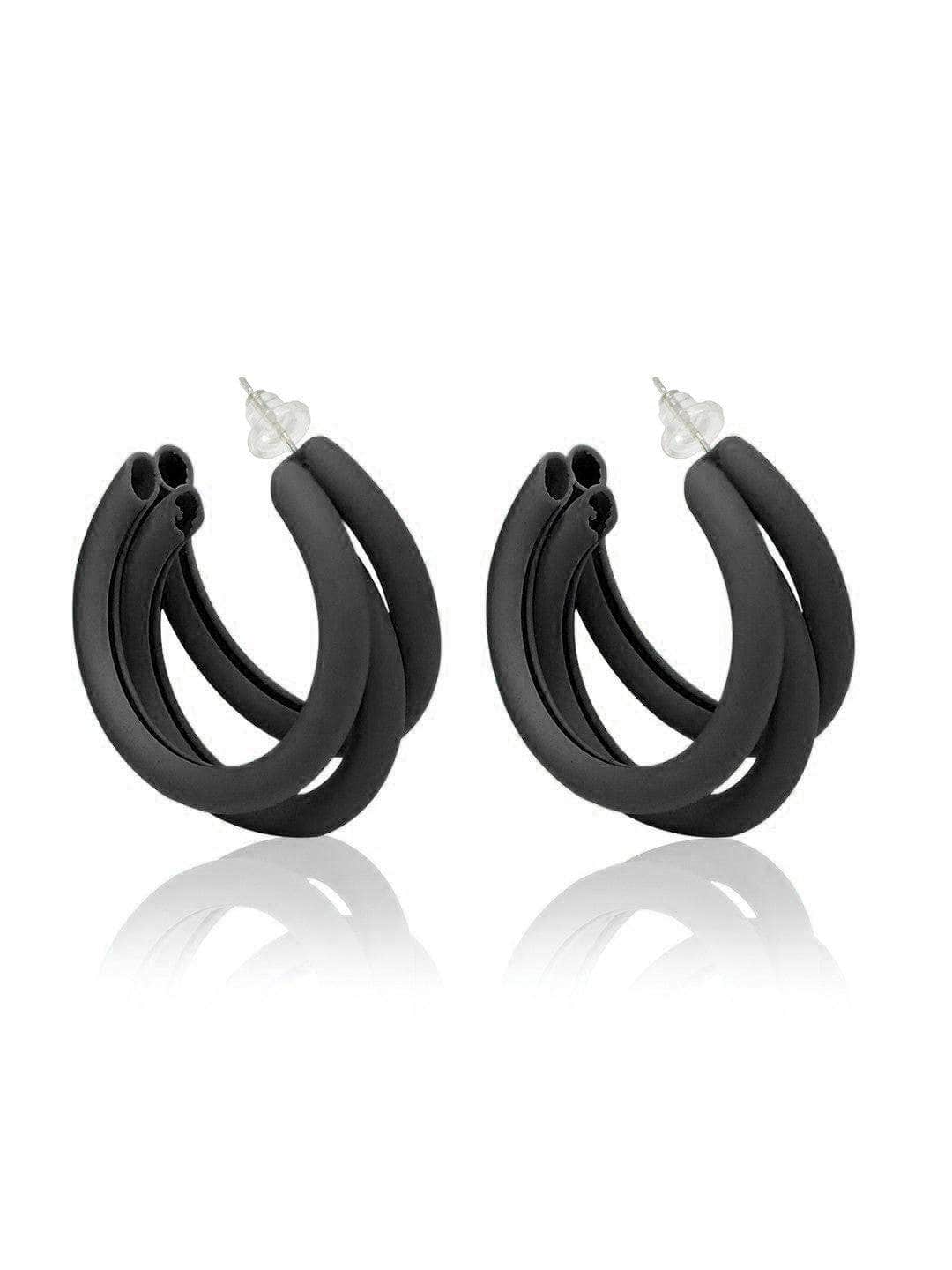 Ishhaara Triple Hoop Earrings-black