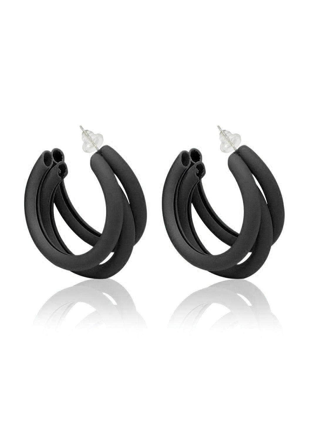 Ishhaara Triple Hoop Earrings Black