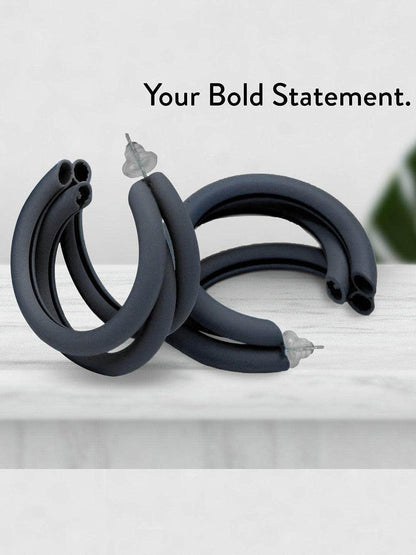Ishhaara Triple Hoop Earrings Black