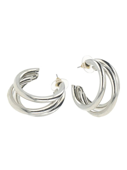 Ishhaara Triple Hoop Earrings Silver
