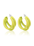 Ishhaara Triple Hoop Earrings-Yellow