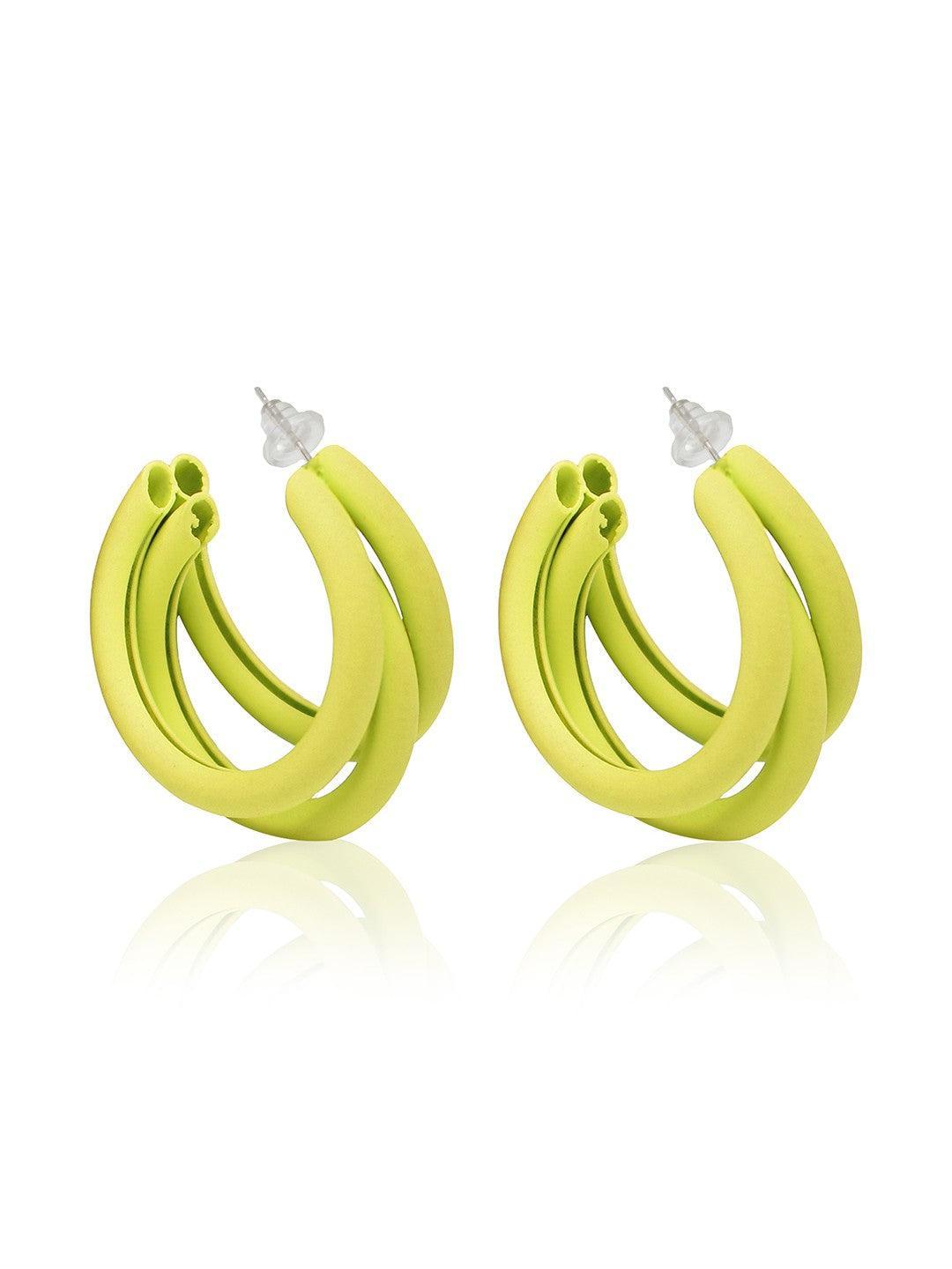 Ishhaara Triple Hoop Earrings Yellow