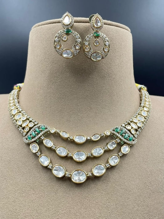 Ishhaara Triple Layer Moissanite Necklace